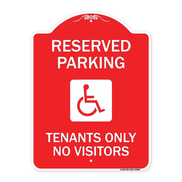 Signmission Reserved Parking Tenants No Visitors W/ Graphic, Red & White Aluminum Sign, 18" x 24", RW-1824-23005 A-DES-RW-1824-23005 - main